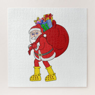 Puzzle Papá Noel con botas amarillas grandes