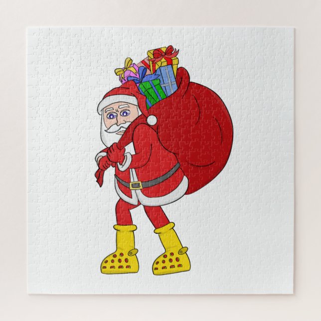 Puzzle Papá Noel con botas amarillas grandes (Vertical)