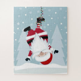 Puzzle Papá Noel divertido colgado boca abajo