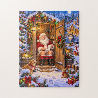 Puzzle Papá Noel divertido en el retrete de Navidad