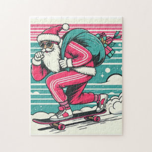 Puzzle Papá Noel en monopatín