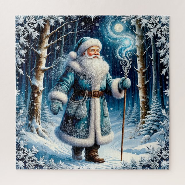 Puzzle Papá Noel en un bosque mágico nevado (Vertical)