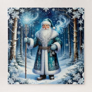 Puzzle Papá Noel en un bosque mágico nevado