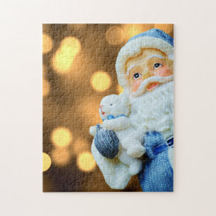 Puzzle Papá Noel en un traje azul