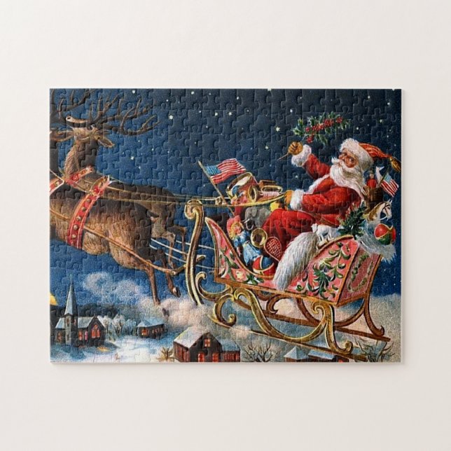 Puzzle Papá Noel está viniendo a la ciudad (Horizontal)