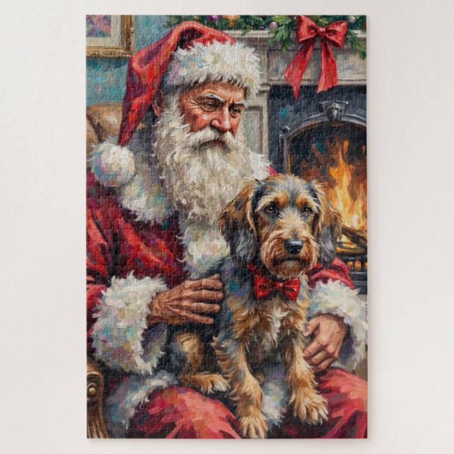 Puzzle Papá Noel Grifón de caza de pelo duro de Navidad (Vertical)
