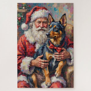 Puzzle Papá Noel Lundehund noruego Arte de Navidad