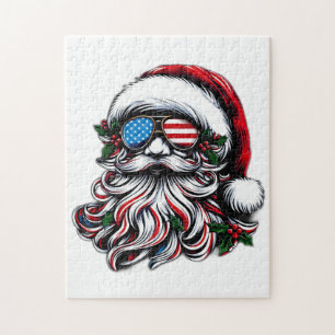Puzzle Papá Noel navideño patriótico/americano
