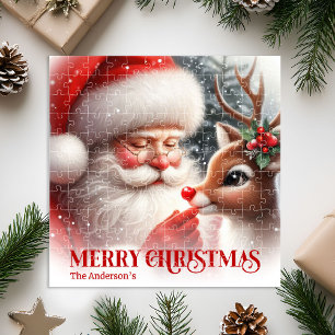 Puzzle Papá Noel personalizado y regalo festivo de Rudolp