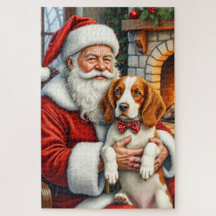 Puzzle Papá Noel sosteniendo arte navideño de Brittany Sp