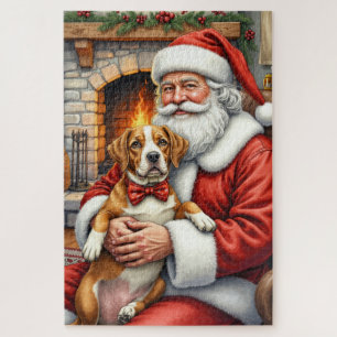 Puzzle Papá Noel sosteniendo un American Staffordshire Te