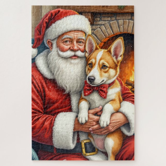 Puzzle Papá Noel sosteniendo un perro boyero australiano  (Vertical)