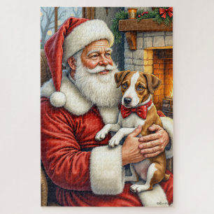 Puzzle Papá Noel sosteniendo un Terrier de la Bahía de Ch