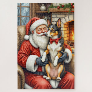 Puzzle Papá Noel sosteniendo una Navidad de Kelpie austra