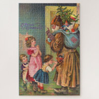 Papá Noel victoriano y los niños Feliz Navidad