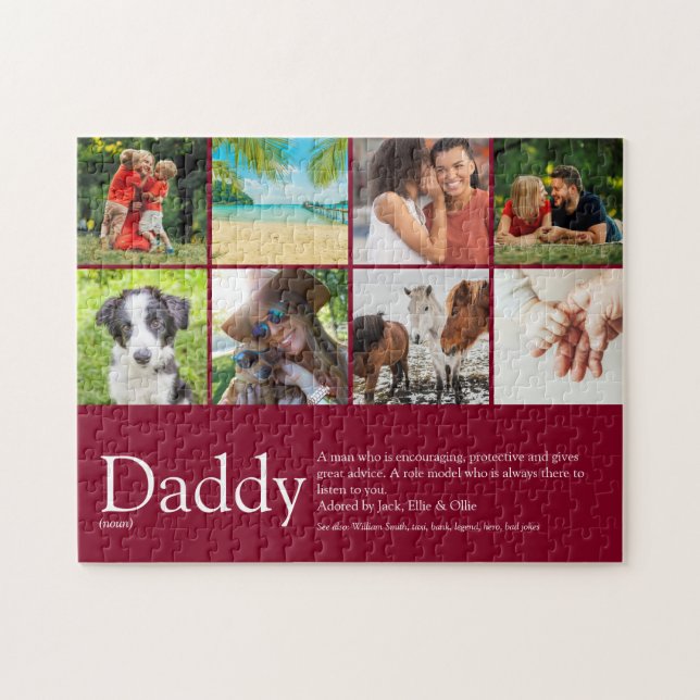 Puzzle Papa Padre Definición 6 Fotos Divertido Burgundy (Horizontal)