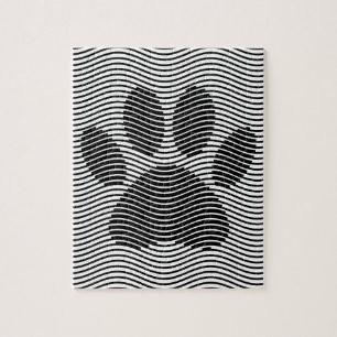 Puzzle Papas De Perro Impresión Sobre Ondas Negras Y Blan