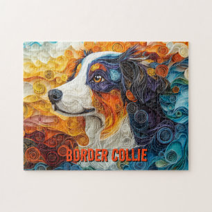 Puzzle Papel collie en la frontera que quema retrato de p