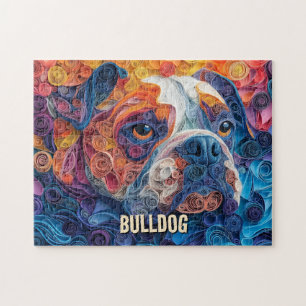 Puzzle Papel de bulldog Quilling Art Dog Retrato