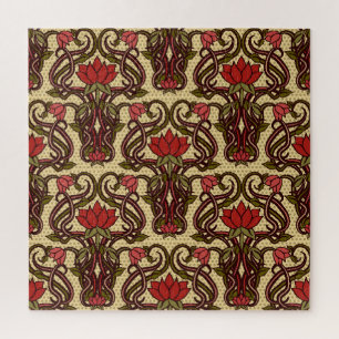 Puzzle Papel de flores de estilo Art Nouveau.