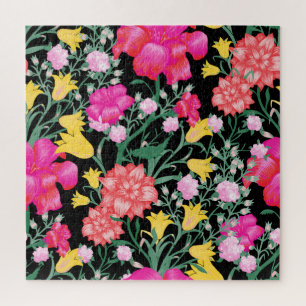 Puzzle Papel pintado floral patrón de flores grandes
