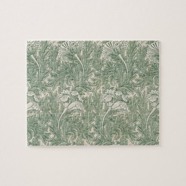 Puzzle papel pintado textil de tulipán verde de william m (Horizontal)