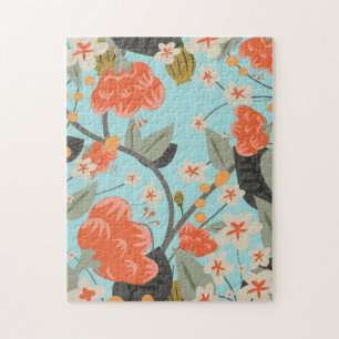 Puzzle Papel pintado vintage rosa y flores