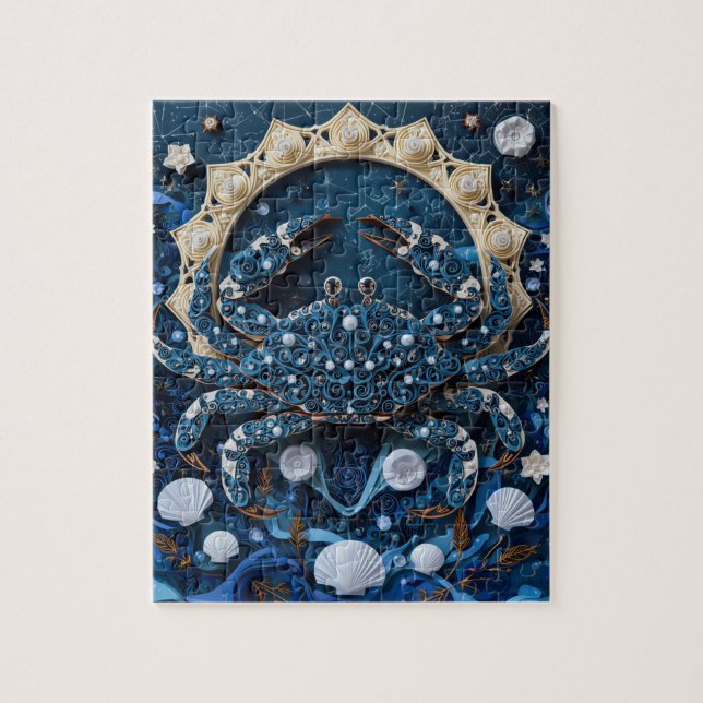 Puzzle Papel recortado del zodiaco de Cáncer (Vertical)