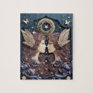 Puzzle Papel recortado del zodiaco de Géminis