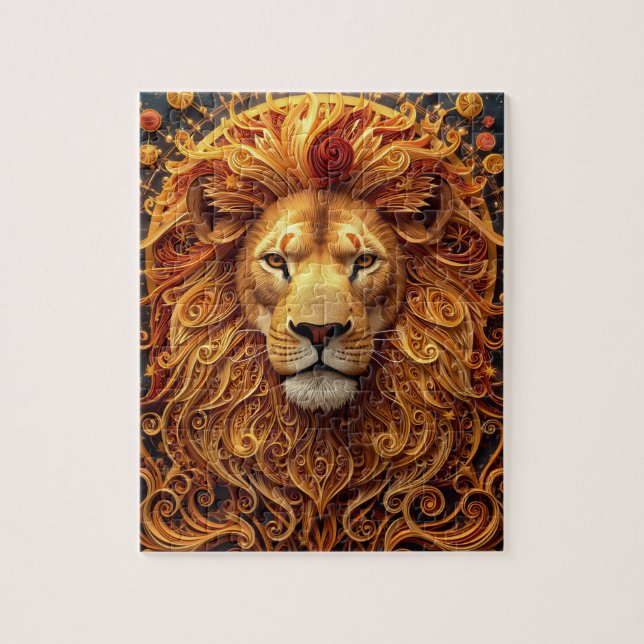 Puzzle Papel recortado del zodiaco de Leo (Vertical)