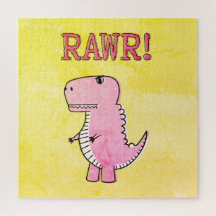 Puzzle Papel Viejo En T Rex, Personalizado Rosa Cuto Y En