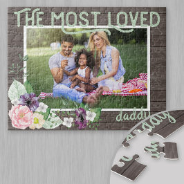 Puzzle Papi más querido - Marco rústico de madera oscura