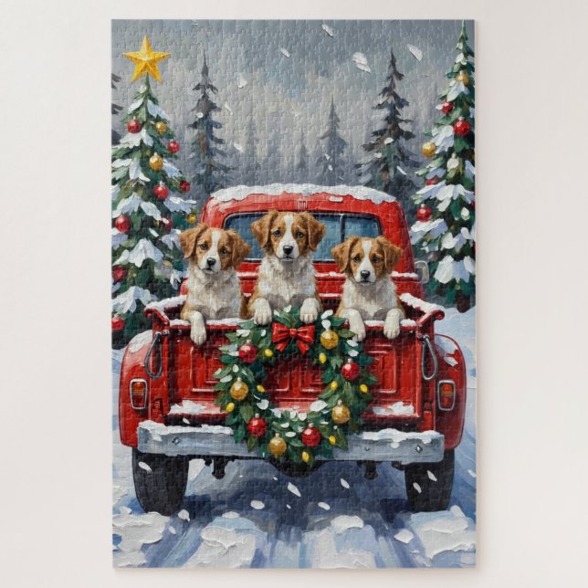 Puzzle Papillon Christmas Red Truck Holiday (Vertical)
