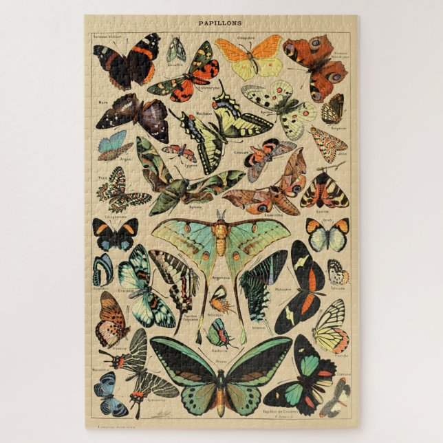 Puzzle Papillon de mariposa de época de arte de Ilustraci (Vertical)