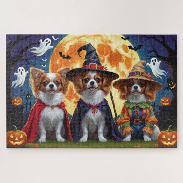 Puzzle Papillon Dogs Calabaza Halloween Gracioso (Horizontal)