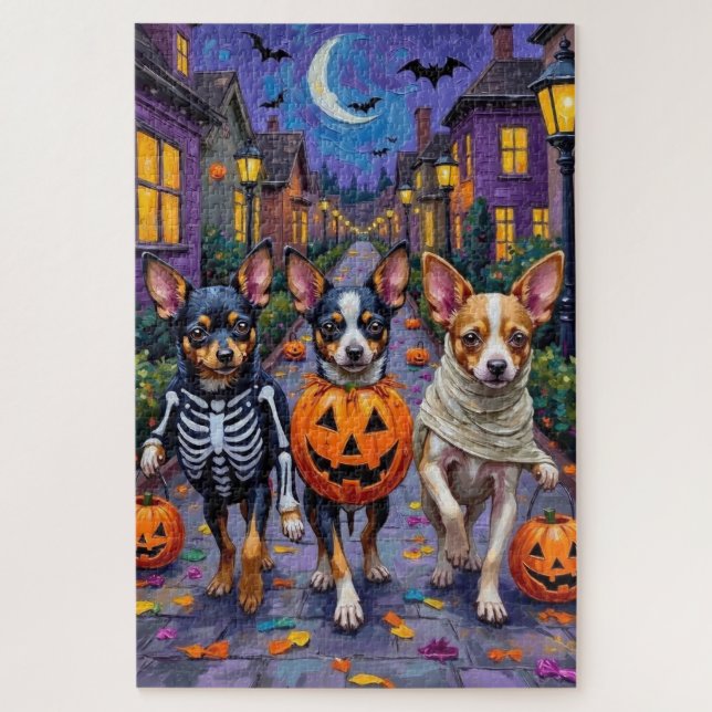 Puzzle Papillon Perros trick-o-Treating Halloween (Vertical)