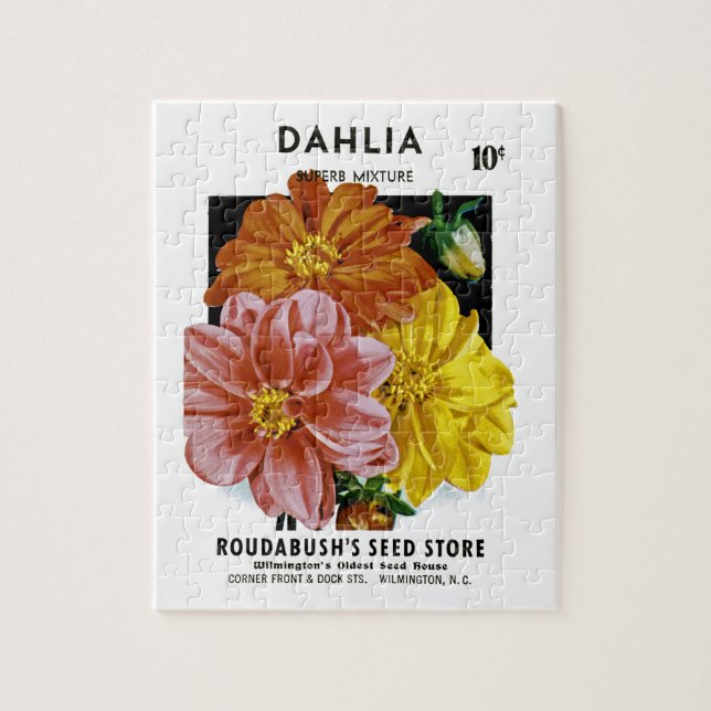 Puzzle Paquete de semillas de Dahlia Vintage (Vertical)