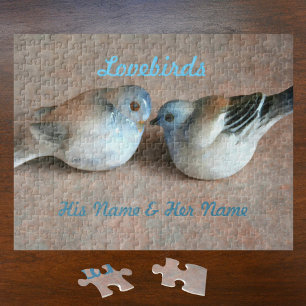 Puzzle Par de Aves Amantes con sus nombres