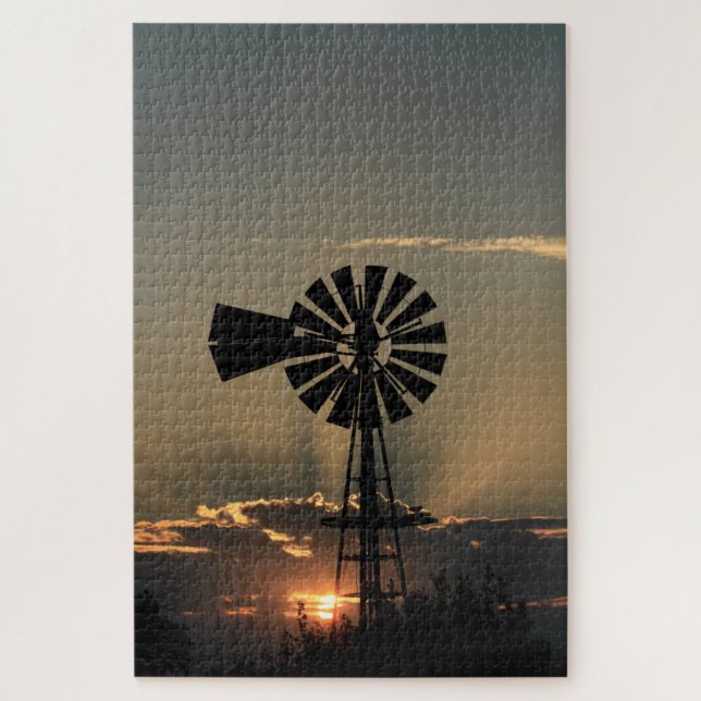 Puzzle Parabrisas de Kansas Sunset con Sun Rays (Vertical)
