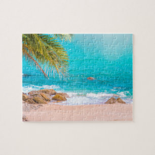 Puzzle Paradise Beach Sunset con Palmeras