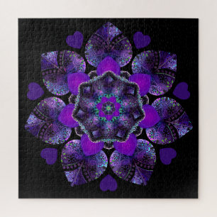 Puzzle Paraguas morados y corazones .7