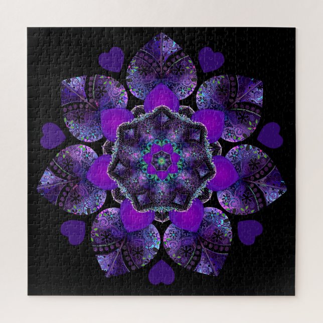 Puzzle Paraguas morados y corazones .7 (Vertical)