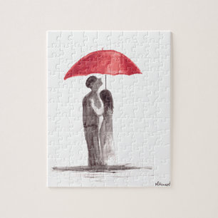 Puzzle Paraguas rojos