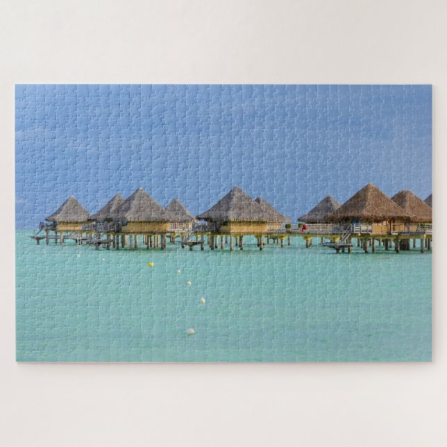 Puzzle Paraíso de Bora Bora, Sueños de Bungalow Sobreacuá (Horizontal)