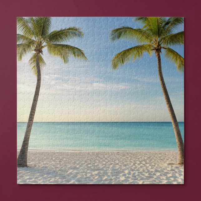 Puzzle Paraíso de la playa de palmeras tropicales (Subido por el creador)