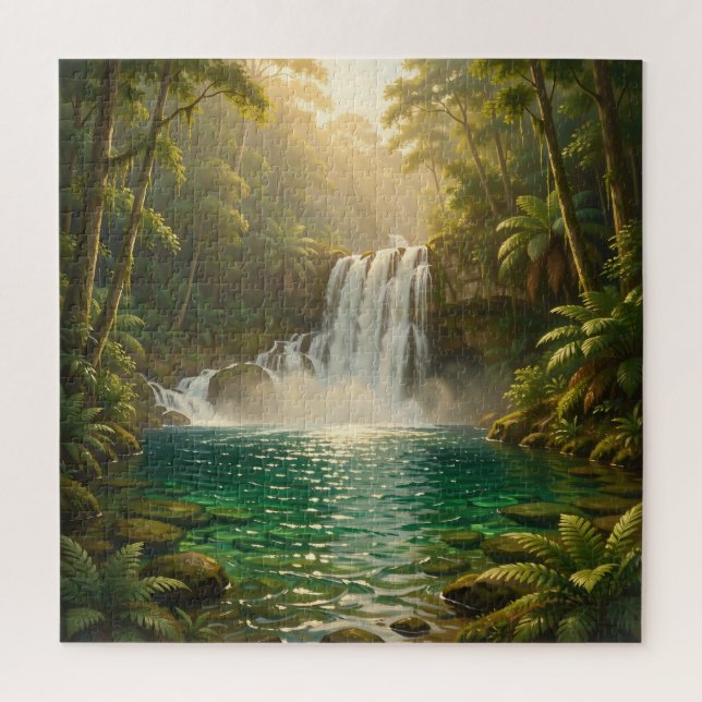 Puzzle Paraiso de la selva con cascada tropical exuberant (Vertical)