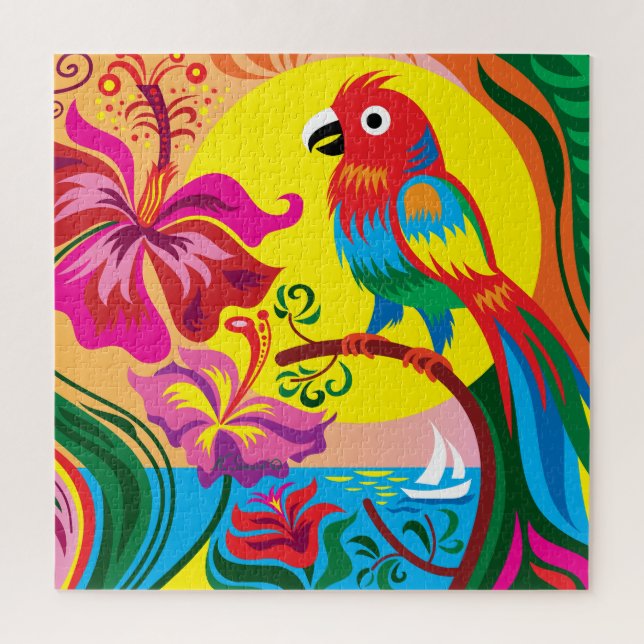 Puzzle Paraíso de Loros Tropicales (Vertical)