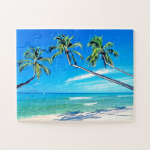 Puzzle Paraíso de playa tropical palmeras