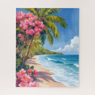 Puzzle Paraíso de Playa Tropical   Pintura del Océano