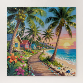 Puzzle Paraíso Tropical Cabaña Costera junto al Mar Océan